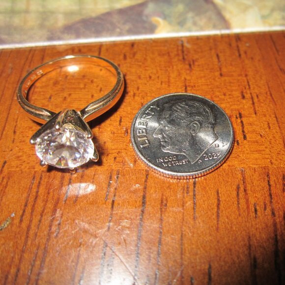 Solid 14KT Gold Diamonique CZ Ring - 3.2 gr - Not Scrap Size 6 - Picture 7 of 7